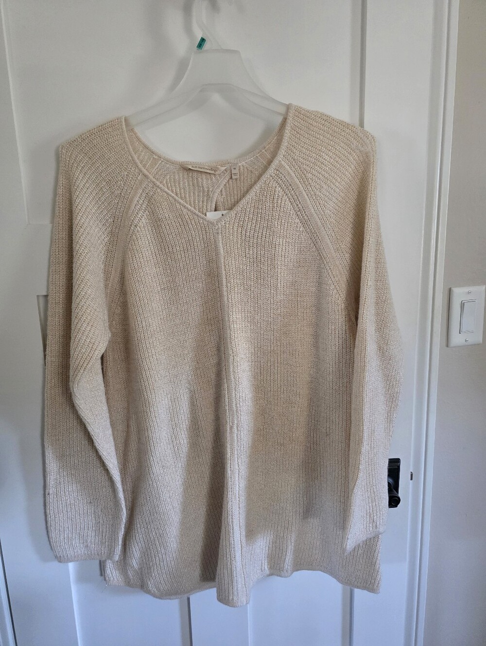 Soft Surroundings- Light Cream Knit Scoop-Neck Pullover Sweater